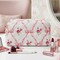 Wrapables Floral Quilted Makeup Bag for Cosmetics, Toiletries, Travel, Pink Bow